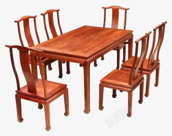 老椅子餐桌椅七件套高清图片