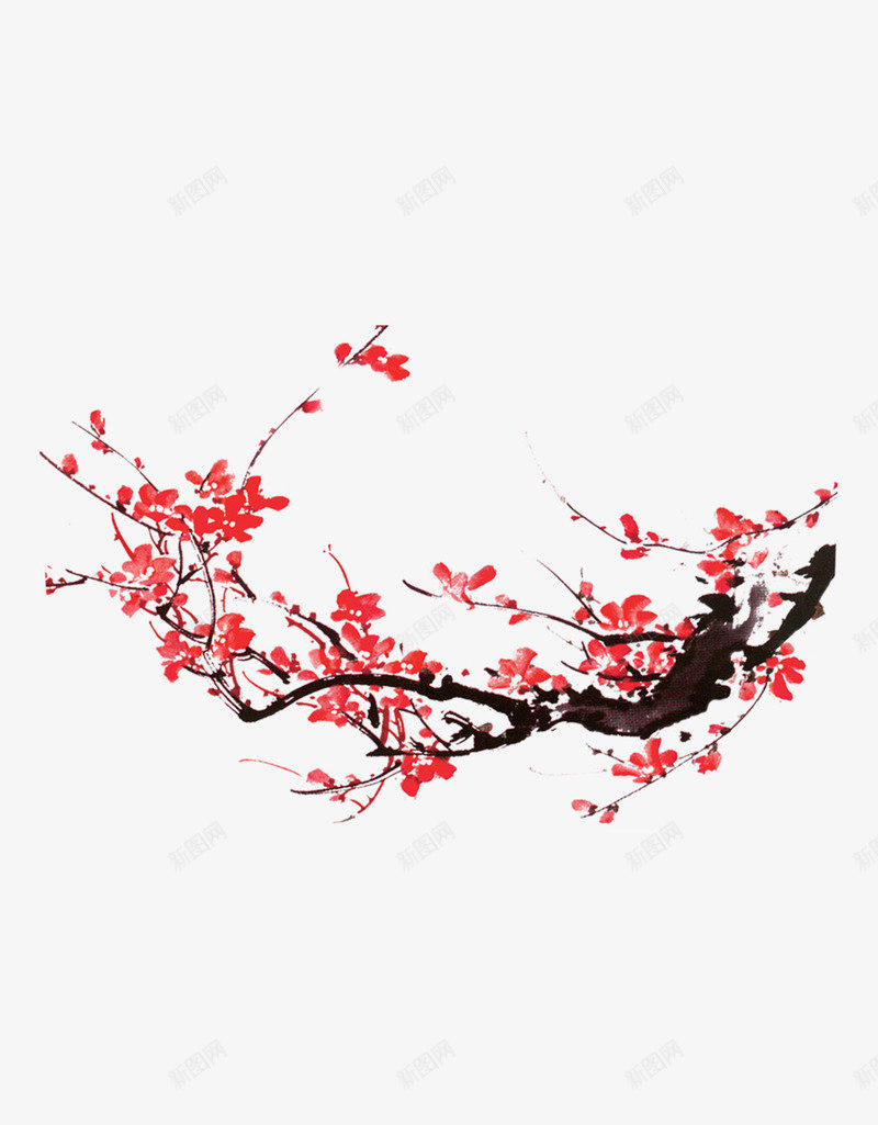 复古水墨傲骨梅花背景装饰图案png免抠素材_88icon https://88icon.com 傲骨 山水 梅花 水墨 风景