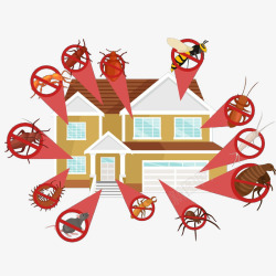 蟑螂害虫家庭灭虫卡通房子高清图片