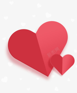 爱心简约展板折纸红色爱心七夕情人节海报高清图片