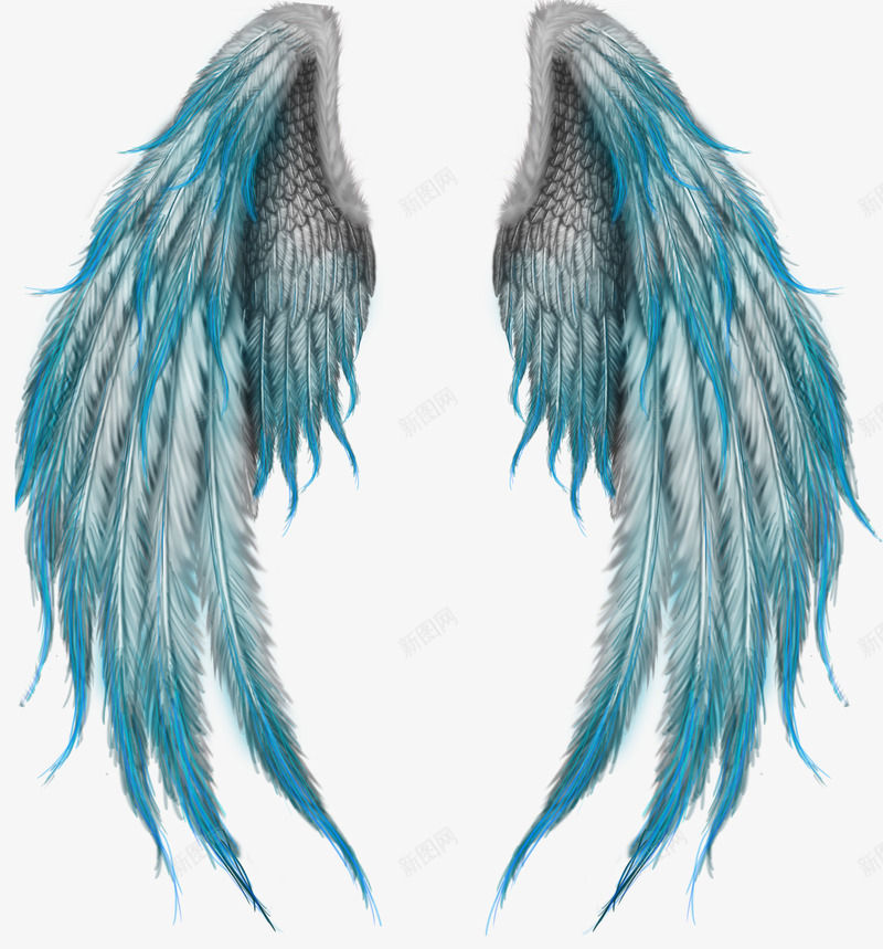 蓝色翅膀png免抠素材_88icon https://88icon.com 两个翅膀 写实 双翼 天使的翅膀 天使羽翼 孔雀蓝 羽毛 羽翼 翅膀 蓝色