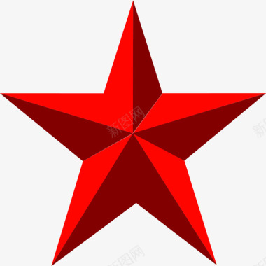 立体立绘形状大红色五角星图标图标