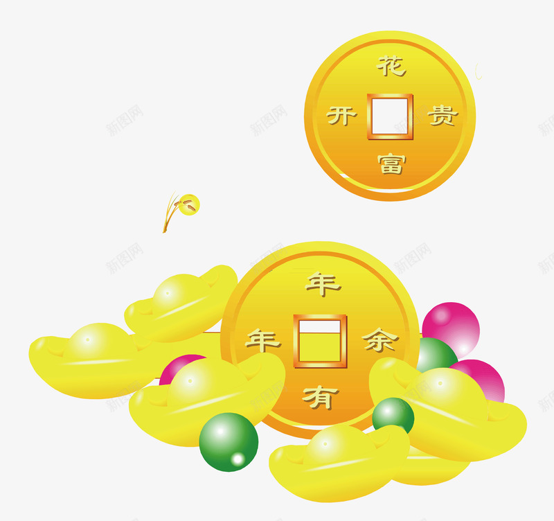 年年有余矢量图eps免抠素材_88icon https://88icon.com 喜庆 外圆内方 新年 矢量图 过年 金币 金色 铜钱 银子