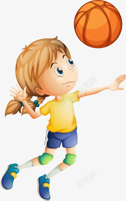 黄色篮球儿童节打篮球的女孩高清图片
