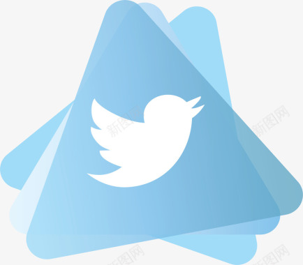 社交软件标识天蓝色三角推特图标矢量图图标