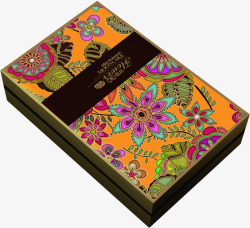 彩色抽象花卉礼盒中秋月饼素材