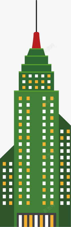 绿色的扁平化楼城市素材