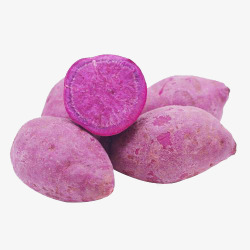 五个紫色实物红薯素材