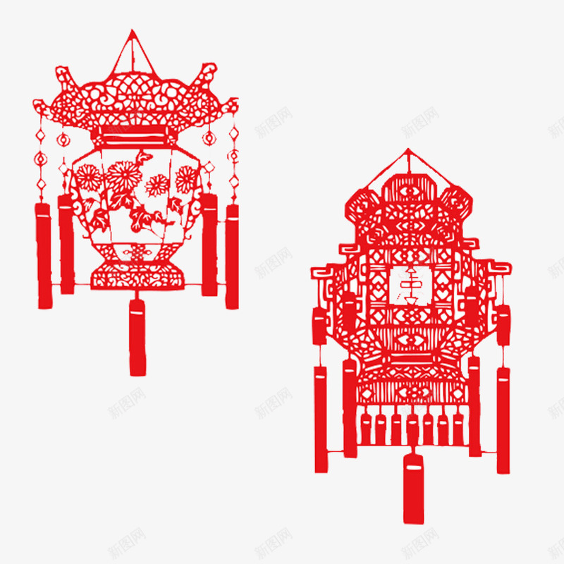 中国风剪纸灯笼png免抠素材_88icon https://88icon.com 中秋 剪纸灯笼 正月十五 灯笼