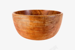 棕色容器加厚木纹的木制碗实物素材