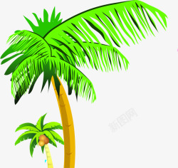 夏日卡通海报沙滩椰子树素材