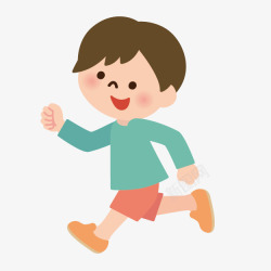 矢量跑步男孩手绘卡通小人卡通小人跑步高清图片