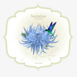 美丽的蓝色菊花标签矢量图素材