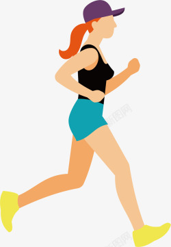 跑步女人卡通图跑步女人矢量图高清图片