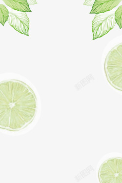 夏日酷饮清凉一夏绿色叶子柠檬边框高清图片