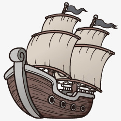 卡通手绘的海盗船素材