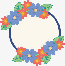 圆形花朵标题框素材