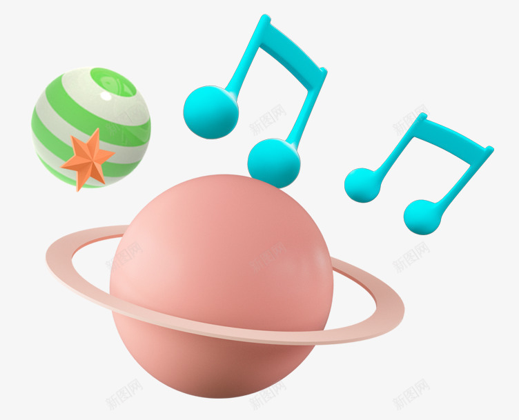 手绘装饰星球乐符psd免抠素材_88icon https://88icon.com 乐符 手绘插画 星球 球形 立体装饰 装饰图案