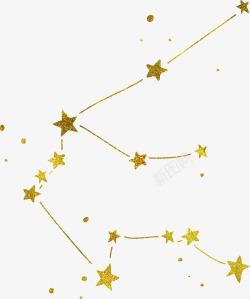 十二星座图案金色星星连接星座高清图片