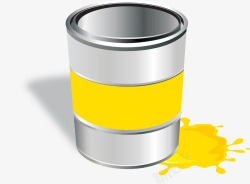 黄色扁平阴影油漆桶素材