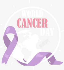 抗癌日世界抗癌日温馨丝带标签高清图片