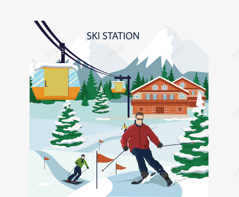 冬季滑雪场滑雪的人矢量图ai免抠素材_88icon https://88icon.com 冬季度假 滑雪 滑雪中心 滑雪场 滑雪的人 矢量png 矢量图
