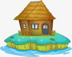 小屋子在岛上装饰素材