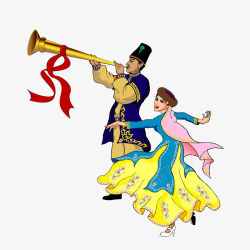 卡通新疆人维吾尔族歌舞高清图片
