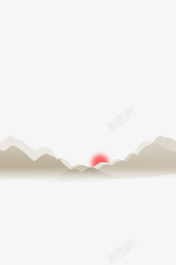红日山水背景山脉线条高清图片