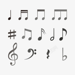 可爱的音乐符号黑白音符矢量图高清图片