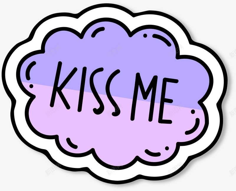 紫色卡通云朵标签png免抠素材_88icon https://88icon.com kiss me 云朵 卡通标签 可爱 矢量图案 紫色 贴纸