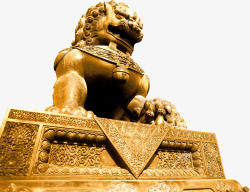 大气金色石狮狮子素材