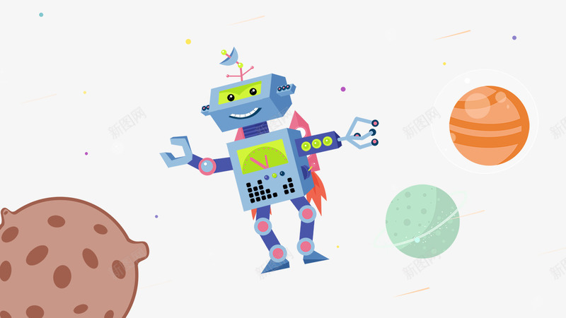 卡通手绘外星球机器人psd免抠素材_88icon https://88icon.com 卡通 外星球 恒星 手绘 机器人 站立的机器人