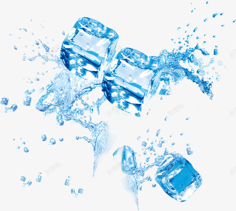 蓝色晶莹剔透的冰块效果png免抠素材_88icon https://88icon.com 冰块 效果 晶莹剔透 蓝色