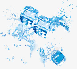 蓝色晶莹剔透的冰块效果素材