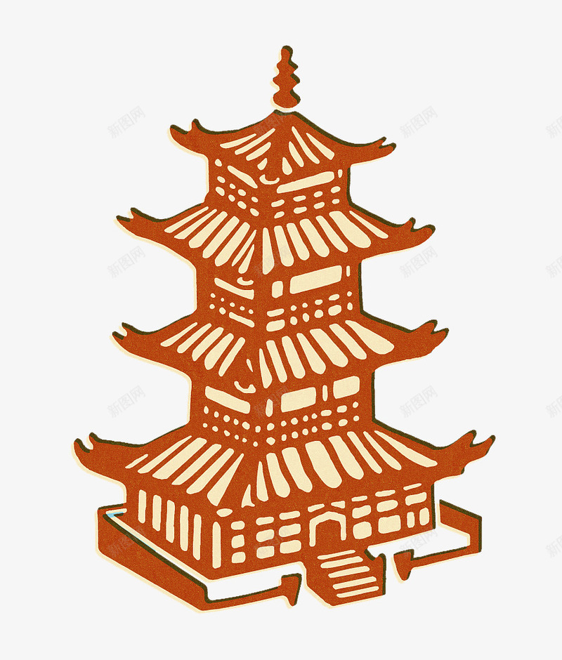 剪纸风格中国风寺庙png免抠素材_88icon https://88icon.com 中国风寺庙 传统建筑 剪纸 古典建筑 宫殿 房屋 红色