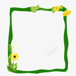 绿色花边相框素材
