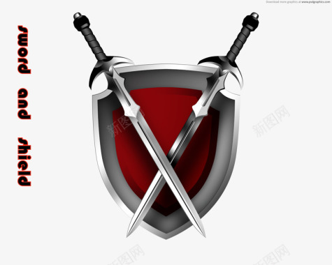 矢量防护盾剑与盾图标图标