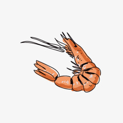 卡通手绘海鲜虾食物素材