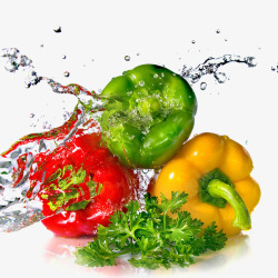 水与蔬菜创意彩椒高清图片