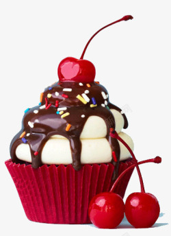 巧克力味雪糕可爱樱桃蛋糕高清图片