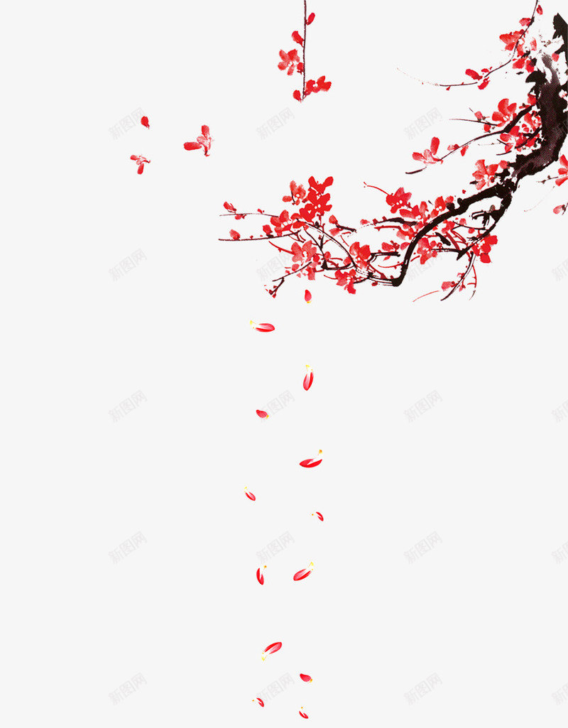 水墨梅花展示图png免抠素材_88icon https://88icon.com 梅花 梅花画 水墨 水墨画 红梅