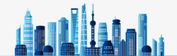 夜景上海手绘上海城市建筑插画矢量图高清图片