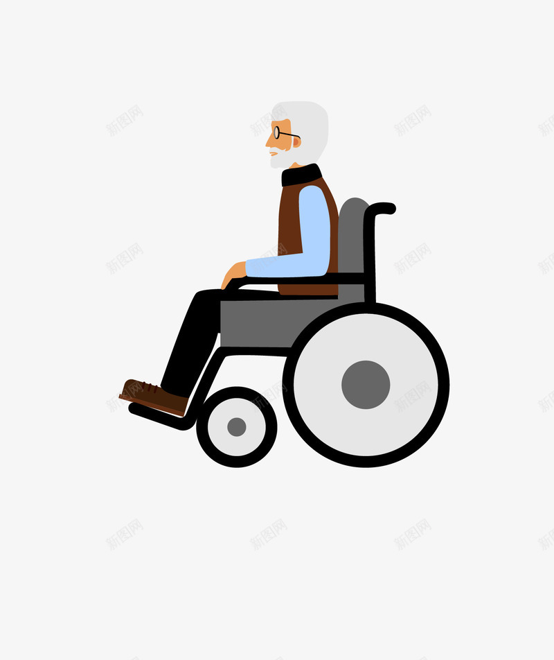 卡通关爱老人png免抠素材_88icon https://88icon.com 关爱老人素材 卡通关爱老人 坐轮椅的老人 矢量关爱老人
