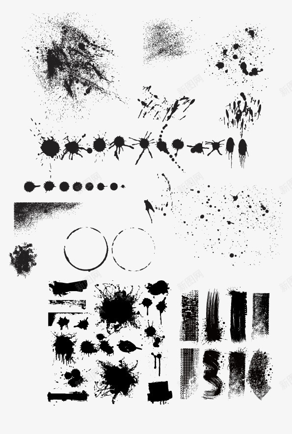 装饰笔刷矢量图ai免抠素材_88icon https://88icon.com 墨水状 斑点 水墨 水墨纹样 笔刷 纹样 装饰 矢量图