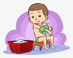脱衣服脱衣洗澡的男孩高清图片
