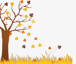 秋天的树落下黄色的叶子素材