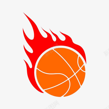 篮球卡通红色篮球火球插画图标图标