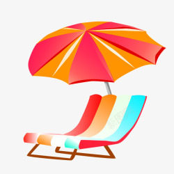 橙色卡通沙滩椅装饰图案素材