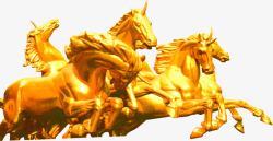 金色奔跑的马匹图素材